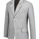 Boys Blazer Slim Suit Coat with Lapel Formal Classic Suits One-Button Jacket for Kids Size 14 Gray