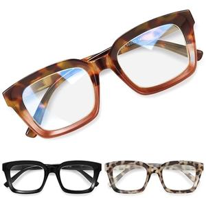 miyya Oprah Style Reading Glasses for Women, Cheaters Eyeglasses, Oversized Blue Light Readers, Fashion Eye Glasses, Pack of 3
