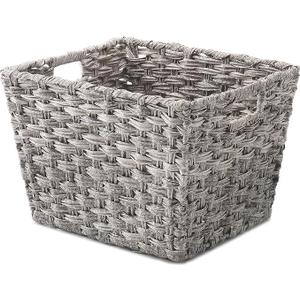 Wicker Basket, Set of 4 Hand-Woven Wicker Storage Basket, Foldable 10.5 inch Cube Storage Bins