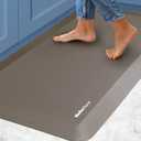 MÜELLERHOME Anti Fatigue Mat, 3/4" Thick, Waterproof 32.5"x 20" Kitchen Mats for Floor, Anti-Slide Standing Desk Mat & Office Floor Mat, Heavy Duty PVC Ergonomic Foam Mat, Beige Leather-Look Design