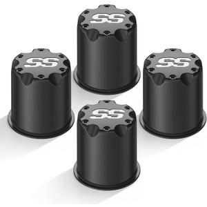 Golf Cart Black SS Center Cap Cover, Suitable for 2.65" Dia Bore Wheel Rim SS Chrome Plastic Center Caps for EZGO Golf Cart Wheel -4 Black Packs