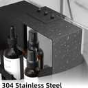 Over the Door Shower Caddy Hanging, 3 Tier Stainless Steel Hanging Shower Caddy with 8 Hooks & 4 Suction Cup, Bathroom Organizers and Storage Rack, Bathroom Decor Shelves Holds Shampoo, Towel - Black