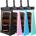 4 Pack Floating Waterproof Phone Pouch - Universal Large Floatable Water Proof Dry Bag Case - Float Clear Cell Holder with Lanyard - for iPhone 17 Pro Max Samsung Galaxy - Beach Swimming Pool