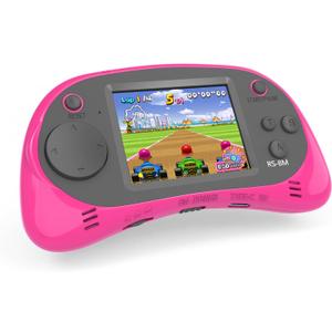 Kids Handheld Games 16 Bit Retro Video Games with 220 HD Electronic Games - 2.5'' LCD Portable Travel Games Gifts for Boys Girls Ages 4-12 (Pink)