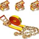 Chain Ratchet Straps 2 Inch x 27 Foot, Cargo Tie Down,4 Pack, 324 inches x 2 inches