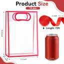 Ohuimrt 12 Pack Clear Plastic Gift Bags with Handles, Reusable Party Favor Bags with Ribbon for Birthday, Wedding, Bachelorette Party, 10.2 x 7.1 x 3.1 Inch (Red)