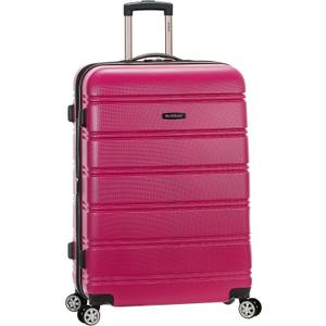 Rockland Melbourne Hardside Expandable Spinner Wheel Luggage, Checked Large 28", Magenta