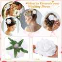 Waydress 30 Packs 2.8 Inch 4 Inch Flower Hair Clip Rose Hair Accessories Floral Hairpin Brooch Flowers Pin Brooch for Bridal Headpiece Accessories Wedding (White)