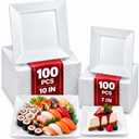 [200PC] PREMIUM Heavy Duty Plastic Plates - White Disposable Plastic Plates, 200 Pack