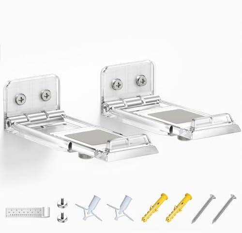 ELETIUO Soundbar Wall Mount Bracket for Samsung, LG, Sony, JBL, Vizio, Sonos and More, Depth Adjustable 3.5”-6.1”,Hold up to 30 Lbs,Soundbar Shelf Under TV, Clear