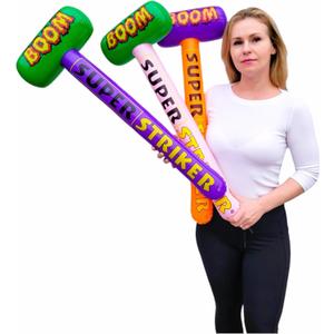 Colorful Super Striker Boom Mallet Inflate (About 33") Vinyl Inflatable Big Bopper Hammer for Play Fights for Kids and Adults (Super Striker, 3 Pack, ALLCOLORS)