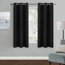 MYSKY HOME Grommet top Thermal Insulated Window Blackout Curtains, 42 x 63 Inch, Black, 1 Panel