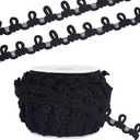 PH PandaHall 20 Yards Buttonhole Ribbon Braid Trim with Button Loops 14mm Button Braid Cord Black Elastic Loop Sewing Trim Lace Trim for Costume Crafts Sewing Wedding Bridal Dress Decor