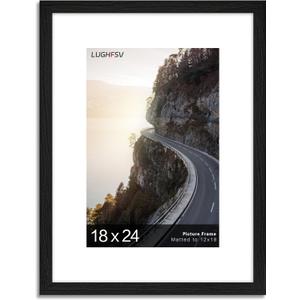18X24 Picture Frame for Wall, Poster Frame 12x18 with Mat or 18X24 without Mat, Horizontal and Vertical for Wall Mounting, Home Office Decoration, 18x24 -1 Pack