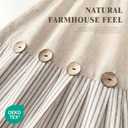 Farmhouse Shower Curtain Linen Beige Button Woven Fabric Country Rustic Western, Pleated Beige Stripe 72" W x 78" L