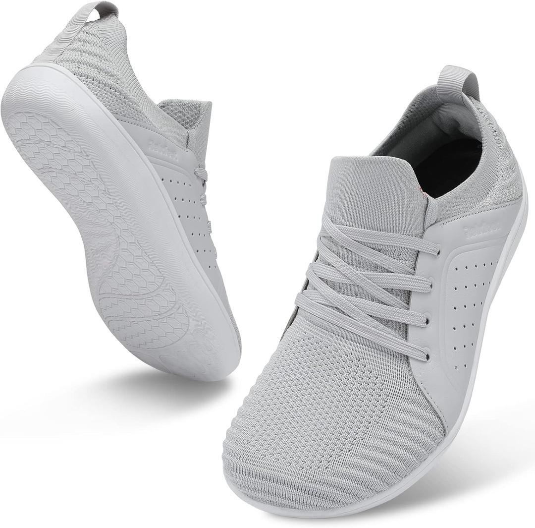 relxfeet Men's Barefoot Shoes Minimalist Cross-Trainer Shoes Wide Toe Walking Shoes Zero Drop Sole Trail Running Sneakers (11.5 Wide, Light Gray)
