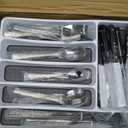 49-Piece Silverware Set with Organizer, Food-Grade Stainless Steel Flatware for 8, Cutlery Utensil Sets with Steak Knives, Rust-proof, Mirror Polished, Dishwasher Safe, Silver Tree Pattern