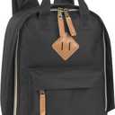 MADISON & DAKOTA Canvas Mini Backpack for Everyday & Day Pack Rucksack in Solid Color Blocks (Black)