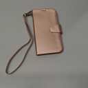 Arae Compatible with iPhone 13 Wallet Case with Card Holder and Wrist Strap for Women and Men Phone Case Flip Cover for iPhone 13 6.1 inch-Rose Gold