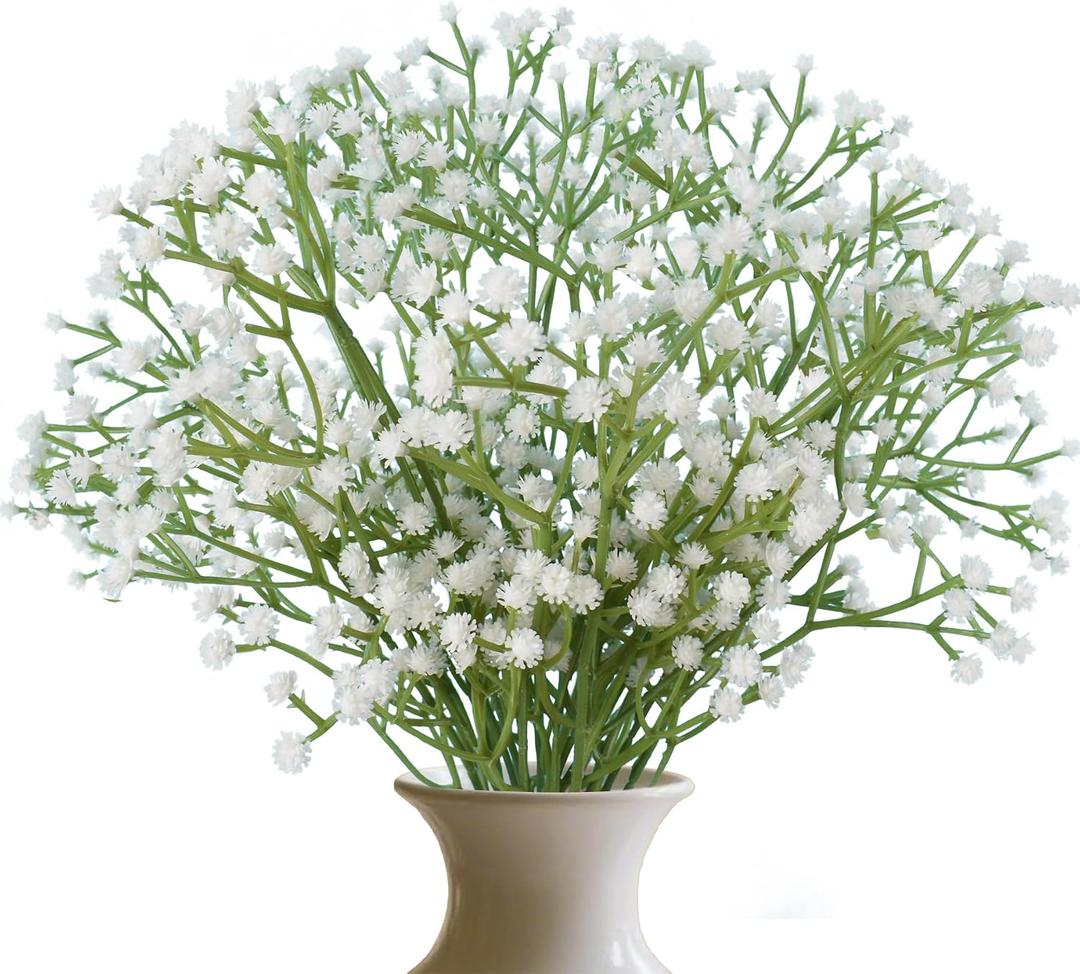 Babys Breath Artificial Flowers 6PCS, Fake Gypsophila Flower Arrangement Faux Flowers Bouquet Bulk Real Touch Flowers for Wedding Centerpieces Home Party Decor(White)