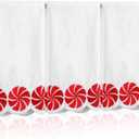 VitalCozy 3 Pack Christmas Hand Towels Embroidered Red White Peppermint Candy Scalloped Dish Towel Cotton Decorative Xmas Gifts for Winter Holiday Kitchen Bathroom Hand Drying, 27.6 x 15.7 Inch