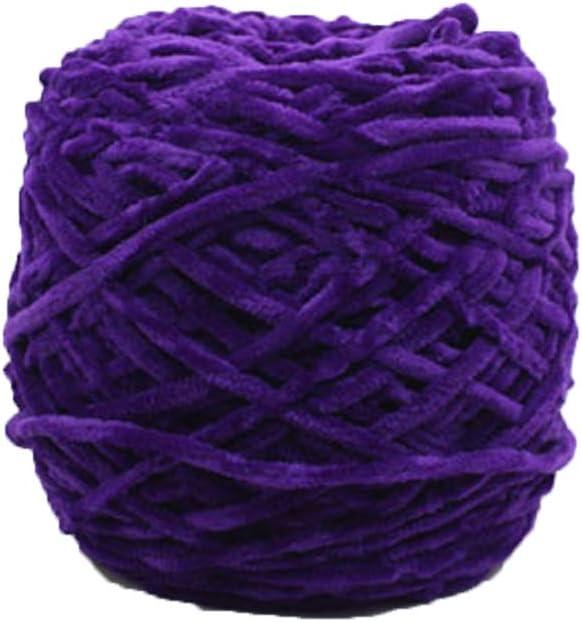500g/1.1lb Velvet Yarn Deep Purple DIY Velvet Chenille Yarn Weaving Crochet Knitting Yarn DIY Knit Yarn Chunky Knit Yarn for Crochet Hat Scarf Knitting Materials (Deep Purple)