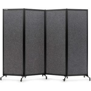 Upgrade Version Room Partition and Divider, Freestanding Rolling Dividers with Wheels,Office Privacy Screen Divider Wall,Classroom Felt Dividers,8'2"L* 6'7"H,4 PanelDark Grey
