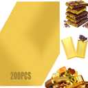 2 x Gold Foil Candy Wrappers, 200 Pcs Chocolate Bar Wrappers, 6.3 * 7.5in Food-Grade Wrapping Paper for Candy Packaging, DIY Crafts, Packing Gifts(Gold)