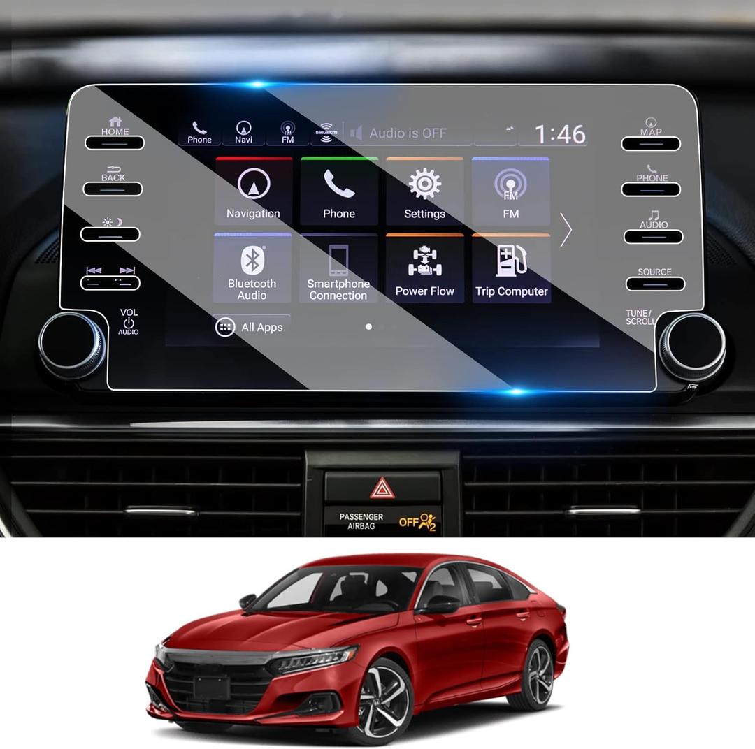Moonlinks Compatible with Honda Accord 2018 2019 2020 2021 2022 Tempered Glass Screen Protector,High Definition 9H Hardness Tempered Glass 8-inch Screen Protector (Not fit for 7-Inch 7 Holes)