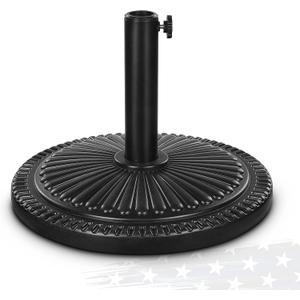 FRUITEAM 15" 26.5 lbs Round Patio Umbrella Base Pre-Filled Umbrella Stand Sun-Flower-Pattern Heavy Duty Market Umbrella Base Stand for Patio, Outdoor, Swimming Pool, Black