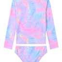 Tziharora Girls Swimsuit 3-4T Pink Purple Tie Dye Long Sleeve Rash Guard (Purple)