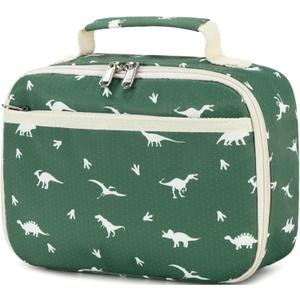 CAMTOP Lunch Box Kids Boys Insulated Lunch Cooler Bag Reusable Lunch Tote Kit for School Travel (Green Dinosaur)