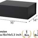 Black Gift Box,16x14x5.3 Large Gift Boxes With Lids For Presents Includes Ribbon And Diy Printable Sticker Paper,Bridesmaid Proposal Box,Magnetic Gift Box For Birthday,Wedding,Graduation