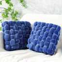 Wenqik 2 Pcs Knot Pillows Square Knotted Plush Throws Soft Accent Pillows Decoration Cushion for Couch Home Office Living Room Bedroom Bed Sofa Decor, 12'' x 13''(Blue,Crystal Velvet)