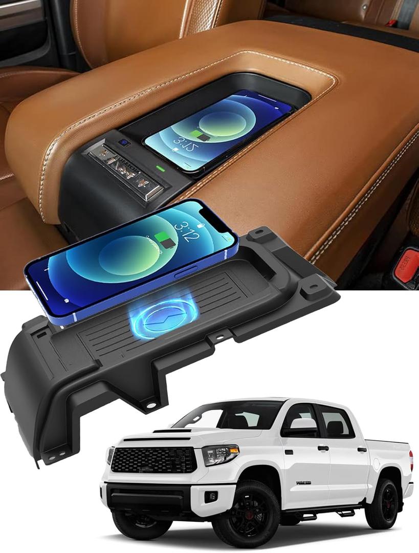CarQiWireless Wireless Charger for Toyota Tundra 2021 2020 2019 2018 2017 2016 2015 2014, Automotive Center Console Organizer Wireless Charging Pad for Tundra Accessories 2014-2021