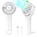 2 IN 1 Portable Mini Handheld Fan with Keychain Stand, Personal Powerful Cooling Fan, Small Battery Operated Table Fan, Quiet Hand Fan, USB Rechargeable, Birthday Gifts for Women Mom (White) 2 PACK