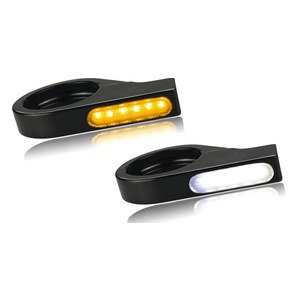 Motorcycle Front Fork Turn Signals LED Running Lights 41mm Mounting Holes Amber Blinkers 12V Indicators Compatible with Harley Dyna Honda Kawasaki Yamaha Suzuki (Black)