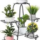 Plant Stand 6 Tier Metal Plant Stands for Indoor Outdoor Plants Multiple Tiered Tall Iron Plant Shelf, Black Plant Rack, Heavy Duty Flower Pot Holder for Corner, Patio, Living Room , (Black)