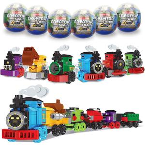 Anditoy 6 Pack Easter Eggs with Train Building Blocks Toys Inside Train Set for Kids Boys Girls Easter Basket Stuffers Fillers Gifts
