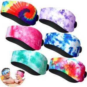 Honoson 6 Pcs Swimming Headband for Kids Adults Waterproof Swim Ear Cover Adjustable Bands for Water Sport Ear Protection