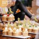 2 x Wedding Mr & Mrs Cake Toppers Picks -10Sheets Golden Glitter Bride and Groom Cake Toppers Custom Wedding Cupcake Toppers Funny Bride and Groom Anniversary Party Cake Decoration Supplies (golden)