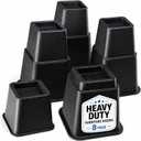 Home It Adjustable Bed Risers - Elevation in 3, 5 or 8 Inch - Heavy Duty Stackable Furniture Risers Supports 1,300 lbs - for Under-Bed Storage, College Dorms, Table and Couch, 4 Pack Bed Lifts Black