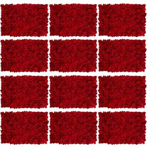 Flower Wall Panel Backdrop: 12 Pcs 24 x 16 Inch Red Artificial Hydrangea Floral Panels
