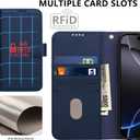 Wallet Case for iPhone 16 Pro with Card Holder, RFID Blocking, MagSafe, Kickstand, PU Leather Flip Folio Phone Case Cover Shockproof TPU Inner Shell for iPhone 16 Pro(6.3")-Blue