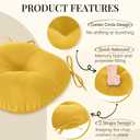 Downluxe Bistro Chair Cushions for Patio Furniture, Water-Resistant Round Outdoor Chair Cushions Set of 2 with Non-Slip Ties, 15" x 15", Yellow