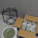 Espresso Cups Set of 6, 4 oz Demitasse Cups with Saucer and Metal Stand Small Coffee Cup Set, Porcelain Cappuccino Cups for Latte, Cafe Mocha and Tea, Green