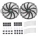 14" Electric Radiator Cooling Fan Assembly Kit, Universal High Performance 12V 90W Motor with Fan Mounting Kit - Black (2 Pack)