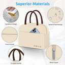 DALINDA Lunch Bag Lunch Box for Women Men Reusable Insulated Lunch Bags for Adults,Water-Resistant Cute Cooler Lunch Tote Bag, Large Capacity for Work Travel Picnic,Beige