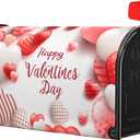 Happy Valentine's Day Mailbox Covers Magnetic Standard Size 18" X 21",Striped Polka Dot Red and White Love Heart Mailbox Wraps Post Letter Box Cover for Holiday Garden Yard Decor