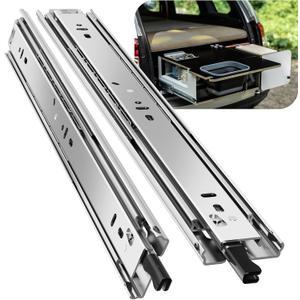 1 Pair Heavy Duty Locking Drawer Slides with Lock 12 14 16 18 20 22 24 26 28 30 32 34 36 38 40 Inch 150 lb Load Capacity Side Mount Full Extension Ball Bearing Rail Runnerwith Lock,18 inch